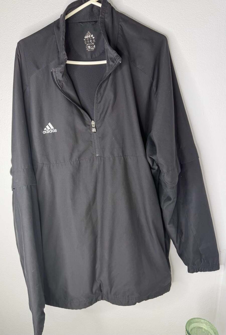 Men’s 3X Adidas Black Team Performance  Convertible 1/4 Zip Jacket